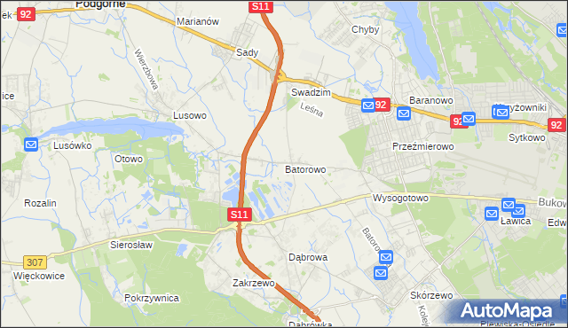 mapa Batorowo gmina Tarnowo Podgórne, Batorowo gmina Tarnowo Podgórne na mapie Targeo