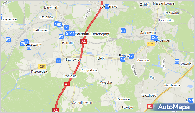 mapa Bełk gmina Czerwionka-Leszczyny, Bełk gmina Czerwionka-Leszczyny na mapie Targeo