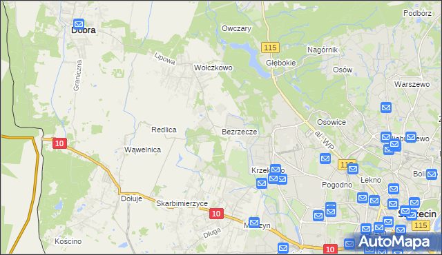 mapa Bezrzecze, Bezrzecze na mapie Targeo