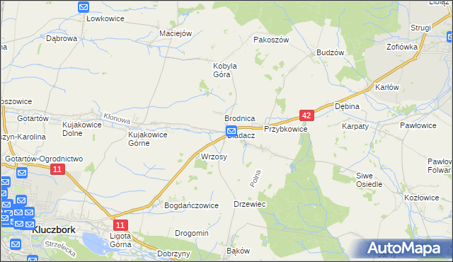 mapa Biadacz gmina Kluczbork, Biadacz gmina Kluczbork na mapie Targeo