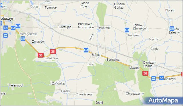 mapa Biadki, Biadki na mapie Targeo