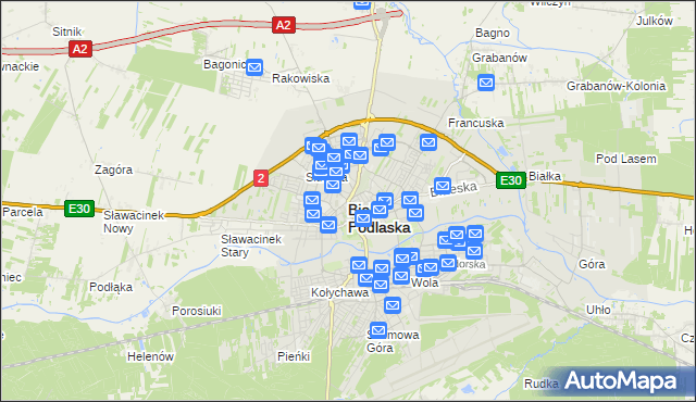 mapa Białej Podlaskiej, Biała Podlaska na mapie Targeo