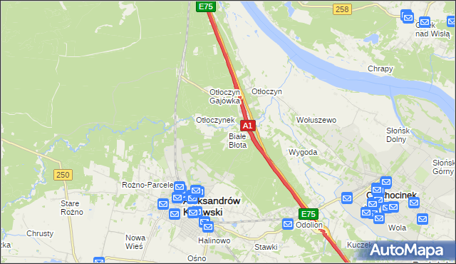 mapa Białe Błota gmina Aleksandrów Kujawski, Białe Błota gmina Aleksandrów Kujawski na mapie Targeo