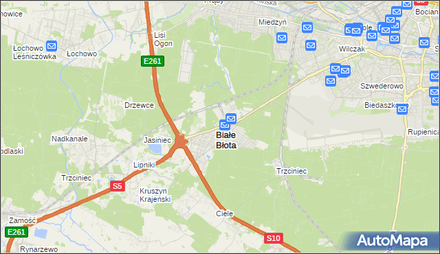 mapa Białe Błota powiat bydgoski, Białe Błota powiat bydgoski na mapie Targeo