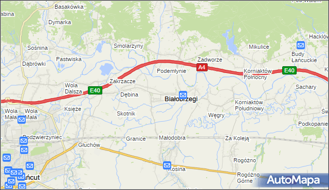 mapa Białobrzegi powiat łańcucki, Białobrzegi powiat łańcucki na mapie Targeo