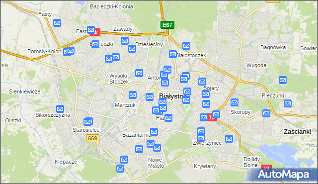 mapa Białegostoku, Białystok na mapie Targeo