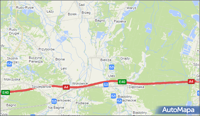mapa Bielcza, Bielcza na mapie Targeo