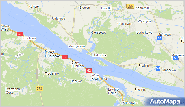 mapa Biskupice gmina Brudzeń Duży, Biskupice gmina Brudzeń Duży na mapie Targeo