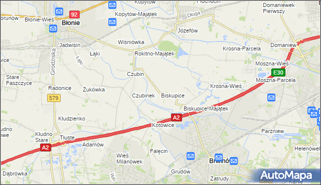 mapa Biskupice gmina Brwinów, Biskupice gmina Brwinów na mapie Targeo