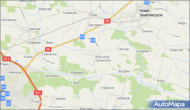 mapa Biskupice Ołoboczne, Biskupice Ołoboczne na mapie Targeo