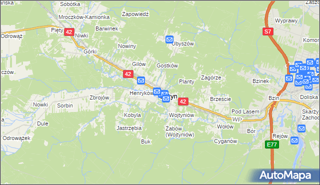 mapa Bliżyn, Bliżyn na mapie Targeo