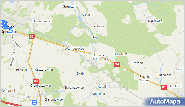 mapa Błotnica Strzelecka, Błotnica Strzelecka na mapie Targeo