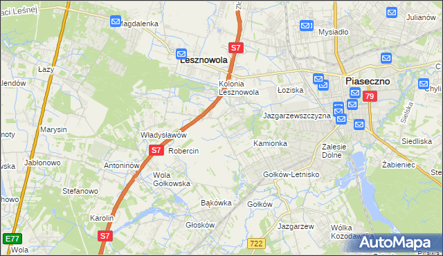 mapa Bobrowiec gmina Piaseczno, Bobrowiec gmina Piaseczno na mapie Targeo