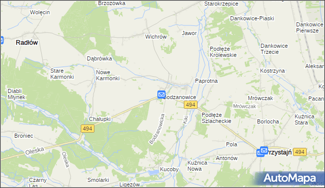 mapa Bodzanowice, Bodzanowice na mapie Targeo