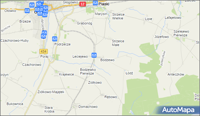 mapa Bodzewo, Bodzewo na mapie Targeo