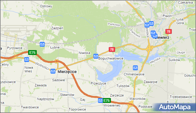 mapa Boguchwałowice, Boguchwałowice na mapie Targeo