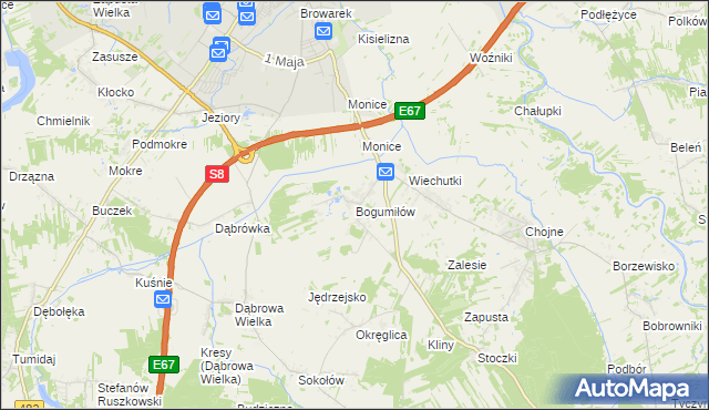 mapa Bogumiłów gmina Sieradz, Bogumiłów gmina Sieradz na mapie Targeo