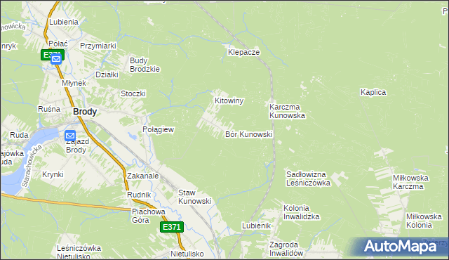 mapa Bór Kunowski, Bór Kunowski na mapie Targeo