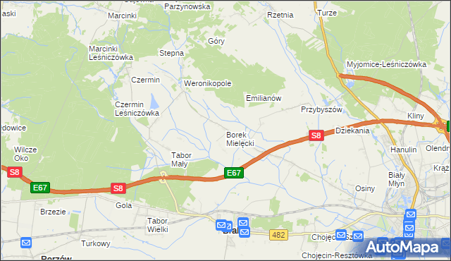 mapa Borek Mielęcki, Borek Mielęcki na mapie Targeo