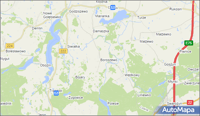 mapa Boroszewo, Boroszewo na mapie Targeo
