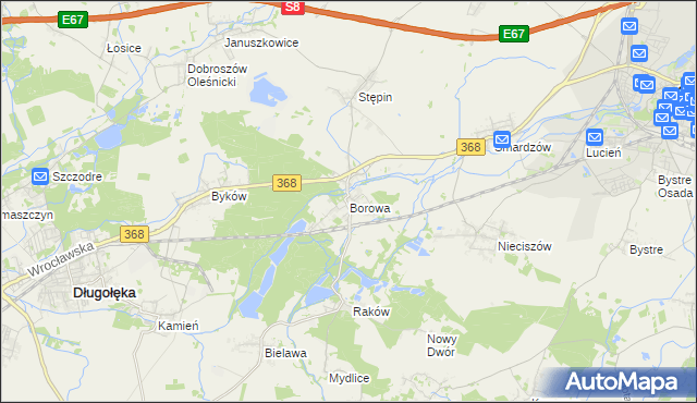 mapa Borowa gmina Długołęka, Borowa gmina Długołęka na mapie Targeo