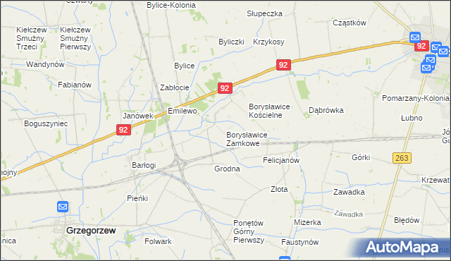 mapa Borysławice Zamkowe, Borysławice Zamkowe na mapie Targeo