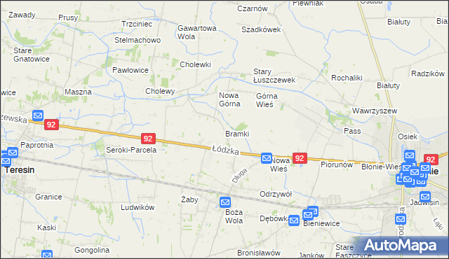 mapa Bramki, Bramki na mapie Targeo
