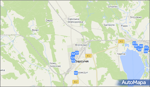 mapa Bronikowo gmina Zbąszynek, Bronikowo gmina Zbąszynek na mapie Targeo