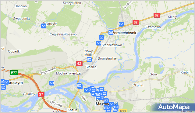 mapa Bronisławka gmina Pomiechówek, Bronisławka gmina Pomiechówek na mapie Targeo