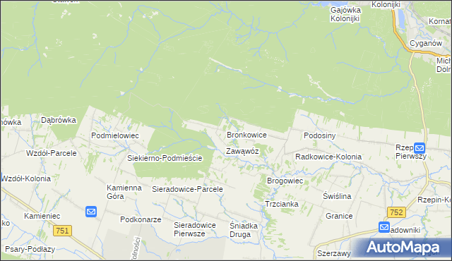 mapa Bronkowice, Bronkowice na mapie Targeo