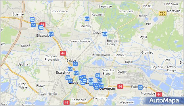 mapa Broszkowice, Broszkowice na mapie Targeo