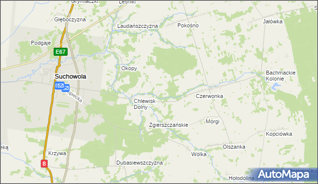 mapa Brukowo, Brukowo na mapie Targeo