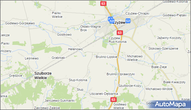 mapa Brulino-Lipskie, Brulino-Lipskie na mapie Targeo