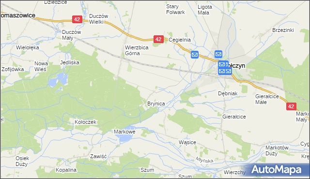 mapa Brynica Osada, Brynica Osada na mapie Targeo