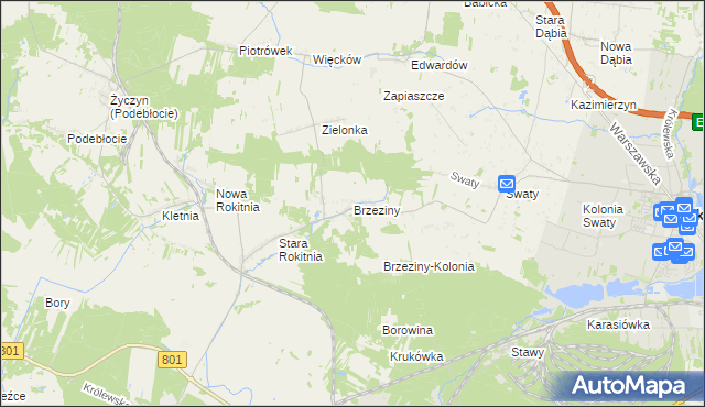 mapa Brzeziny gmina Stężyca, Brzeziny gmina Stężyca na mapie Targeo
