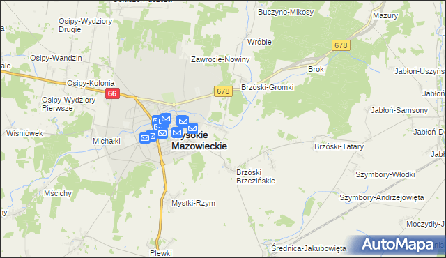 mapa Brzóski-Falki, Brzóski-Falki na mapie Targeo