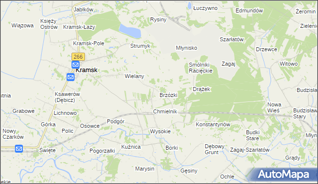 mapa Brzózki gmina Kramsk, Brzózki gmina Kramsk na mapie Targeo