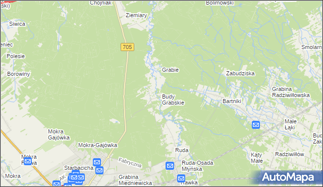 mapa Budy Grabskie, Budy Grabskie na mapie Targeo