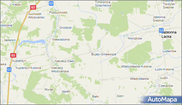 mapa Bujały-Gniewosze, Bujały-Gniewosze na mapie Targeo