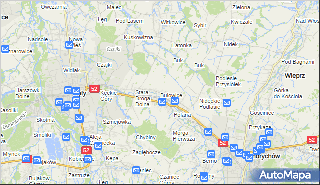 mapa Bulowice, Bulowice na mapie Targeo