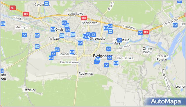 mapa Bydgoszczy, Bydgoszcz na mapie Targeo