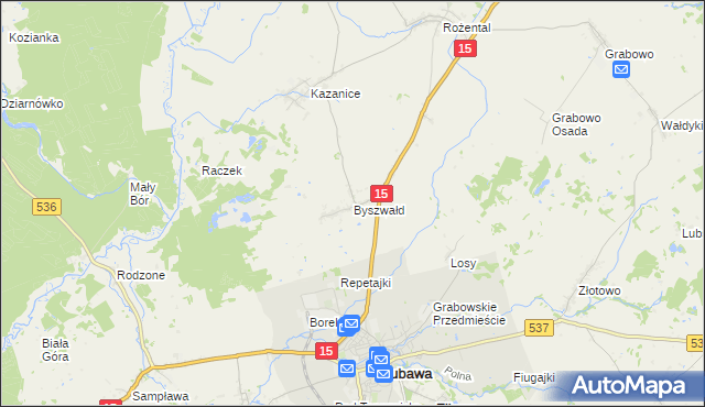 mapa Byszwałd, Byszwałd na mapie Targeo