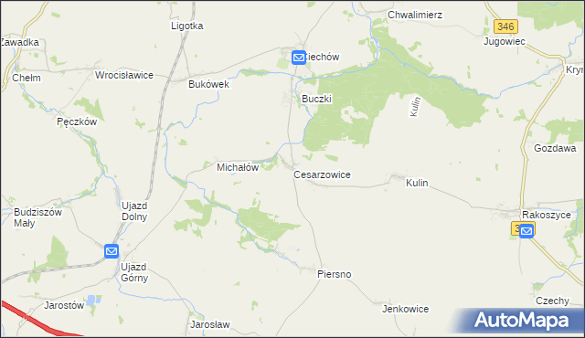 mapa Cesarzowice gmina Środa Śląska, Cesarzowice gmina Środa Śląska na mapie Targeo