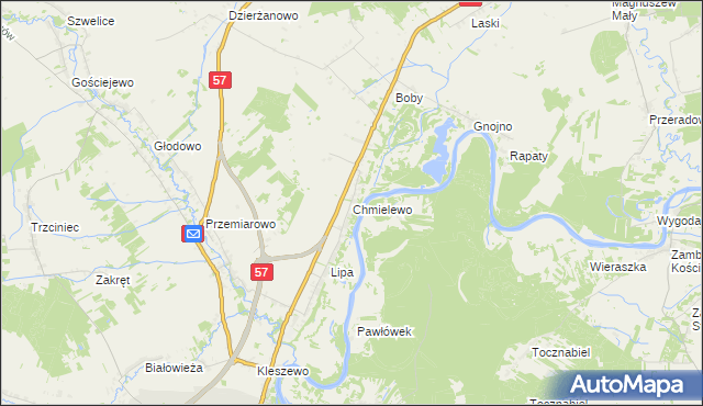 mapa Chmielewo gmina Pułtusk, Chmielewo gmina Pułtusk na mapie Targeo