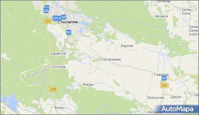 mapa Chocianowiec, Chocianowiec na mapie Targeo