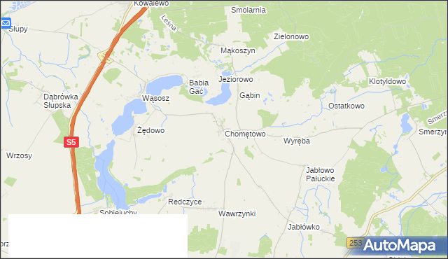 mapa Chomętowo gmina Szubin, Chomętowo gmina Szubin na mapie Targeo