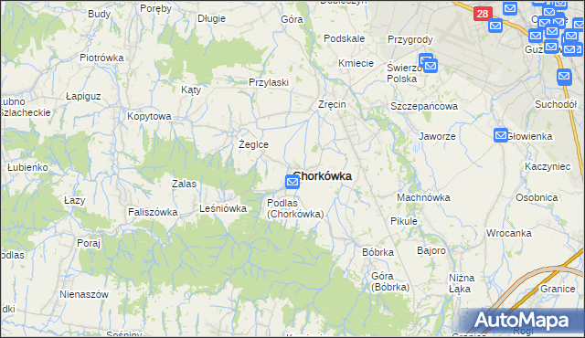 mapa Chorkówka, Chorkówka na mapie Targeo