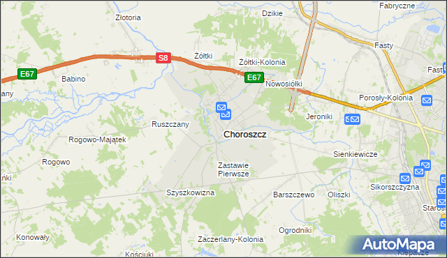 mapa Choroszcz, Choroszcz na mapie Targeo