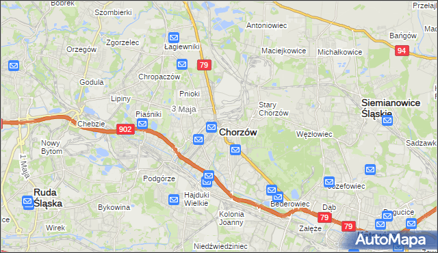 mapa Chorzów, Chorzów na mapie Targeo