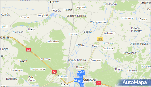 mapa Chropy, Chropy na mapie Targeo